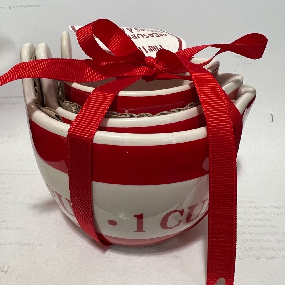 Pier 1 Red & White  Measuring Cups